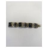 7" Carved Black Onyx Bracelet .925 silver