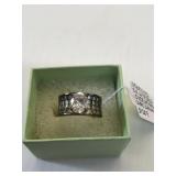 CZ Ring Size 9.1/2 .925 Silver w/gold overlay