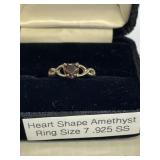 Vintage Heart Shaped Amethyst stone rings size