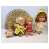 Vintage Small Dolls in Doll Case