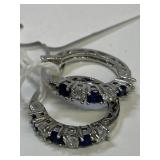 1 pair earrings w/blue sapphire