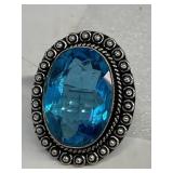 Blue Topaz like sz 6 German Silver