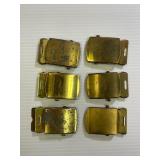Lot of 6 Brass Army Type Buckles