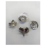 4 pins all marked sterling silver