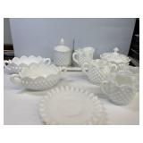 Hobnail glassware milkglass, some fenton
