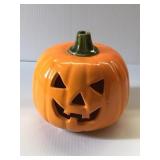 Ceramic Yellow pumpkin w/cut out eyes, nose and