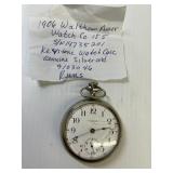1906 Waltham/American Pocket Watch-keystone silver