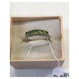 Green peridot Ring Size 8 1/2 .925 Silver