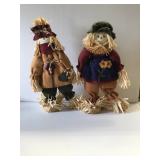 Two(2) Straw dolls handmade with felt cloths like