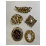 Lot of 5 Vintage Pins & Brooches