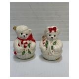Holiday Teddy Bear Salt & Pepper Shakers NOS