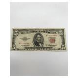 1953 A $5 Red seal-nice paper quality