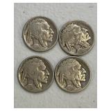 (4) Buffalo 1917,18,19,20 Early Year Nickles