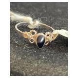 Black Onyx Youth Ring Size 1+ Marked .925
