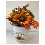 sunflower fall arrangement in tin
