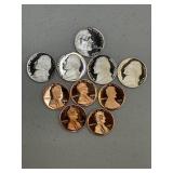 proof penny&nickle lot (10 coins) different dates