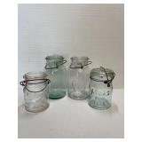 4 Vinatge Glass Canning Jars