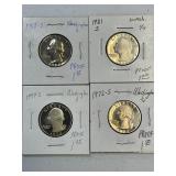 1968-S, 72-S, 79-S, 81-S WASHINGTON QUARTERS