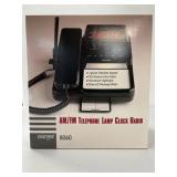 am/fm telephone lamp clock radio new