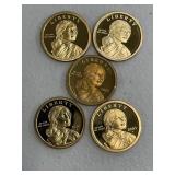 01,05,08,10,11-s proof native american dollar