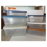 6 Rubbermaid or Like Plastic Storage Containers