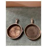 2 Mini Cast iron Skillets with Advertiding