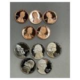 proof penny&nickle lot (10 coins) different dates