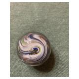 Swirled Marble Shooter with Gold Stone Stripes