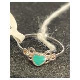 Turqouise Heart Youth Ring Size 4 Marked .925