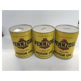 3 Pennzoil Motor Oil Can Banks