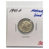 1941 P BU Silver Mercery dime