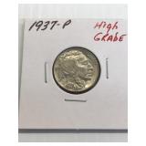 1937 P Gem BU Buffalo nickel