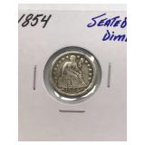 1854 Silver seated dime
