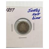 1857 Silver seated half dime