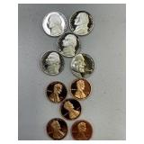 proof penny&nickle lot (10 coins) diiferent dates