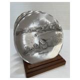 4 Wendell August FOrge Coasters and Holder