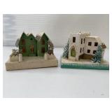 2 putz cardboard christmas houses, japan