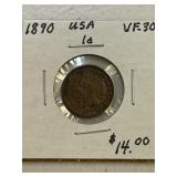 1890 Indian Head Penny UF-XF NICE