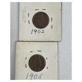 1902 & 1905 Indian Head Pennies