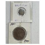 1850,1857 Large Cent & Half Dime