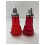 red glass salt and pepper shakers