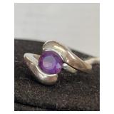 Purple Amethyst Ring Size 9 Marked .925 JV