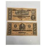 Confederate $10 - $1 Facsimile Bills