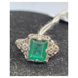 Emerald Young Ring Size 4 Marked Sterling