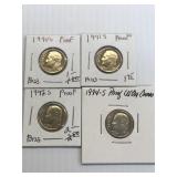 1990-S, 91-S, 92-S, 94-S PF Roosevelt Dimes