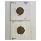 1941 SLANT I, 1942-S Large S Wheat Pennies