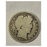 1901 Barber Silver Half Dollar