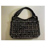 Large Black Studded Purse With Strap