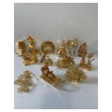Danbury Mint Gold Christmas Ornaments Lot of 13