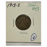 1913-S Lincoln Penny Semi Key